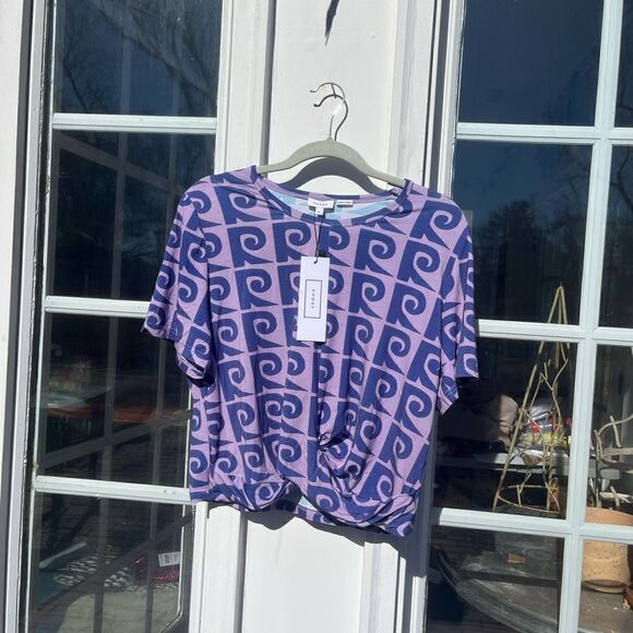 RHODE Coco Front Twist Crop Tee | Cobalt Monogram NWT - Picture 3 of 7